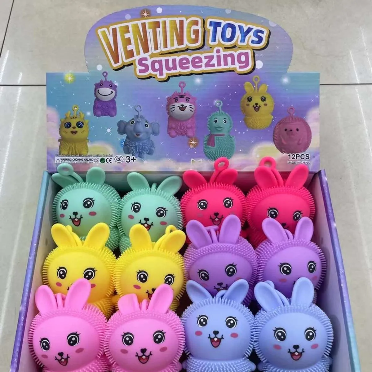 Zabawka Venting Toys Squeezing Gniotek Królik Puffer 12szt