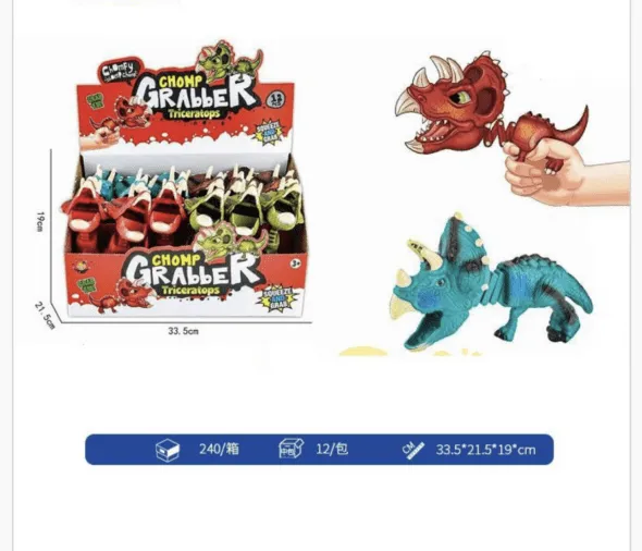 Zabawka Chomp Grabber Triceratops - Chwytak Mechaniczny Mix 12szt
