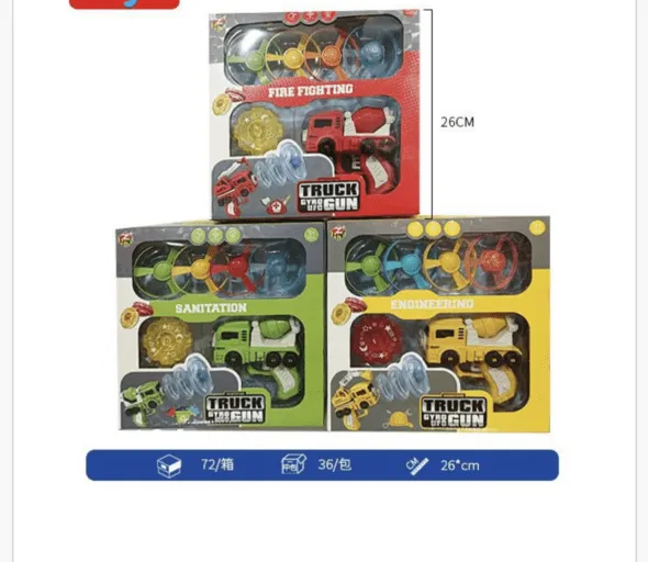 Zabawka Samochód Truck Gun Wyrzutnia Gyro UFO 26cm 6szt Mix