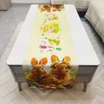 Bieżniki Wielkanocne 40x90cm żółte z zajączkami i pisankami