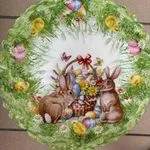 Serwetka Wielkanocna okrągła 40cm z motywem zajączków i pisanek