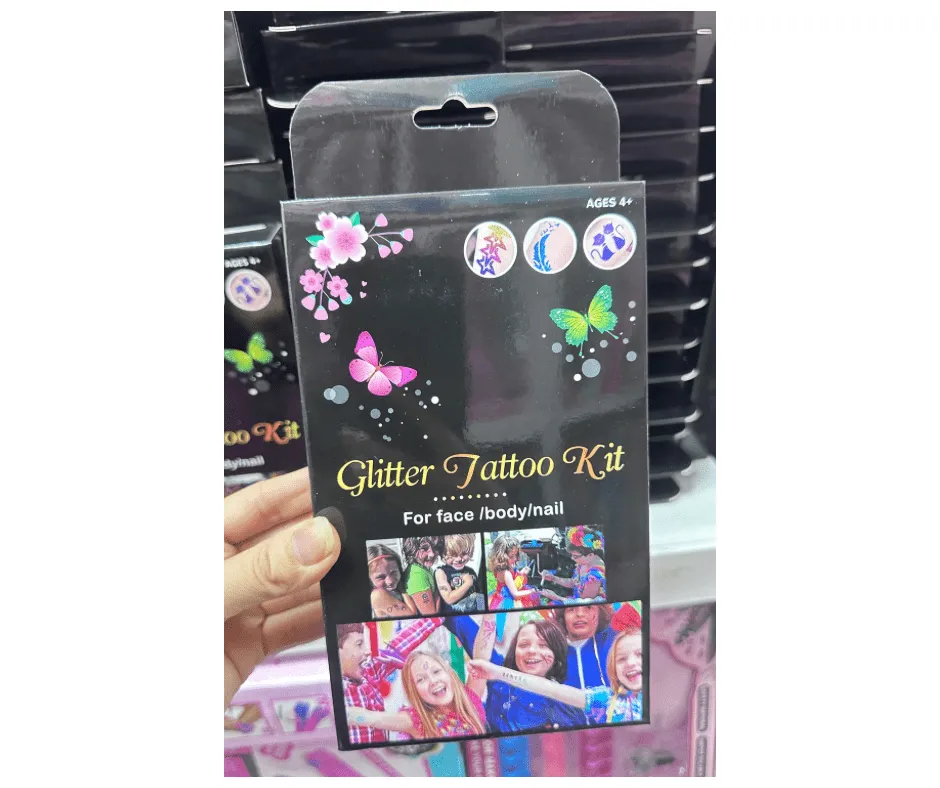 Zestaw do tatuaży brokatowych Glitter Tattoo Kit, twarz/ciało, 12 szt
