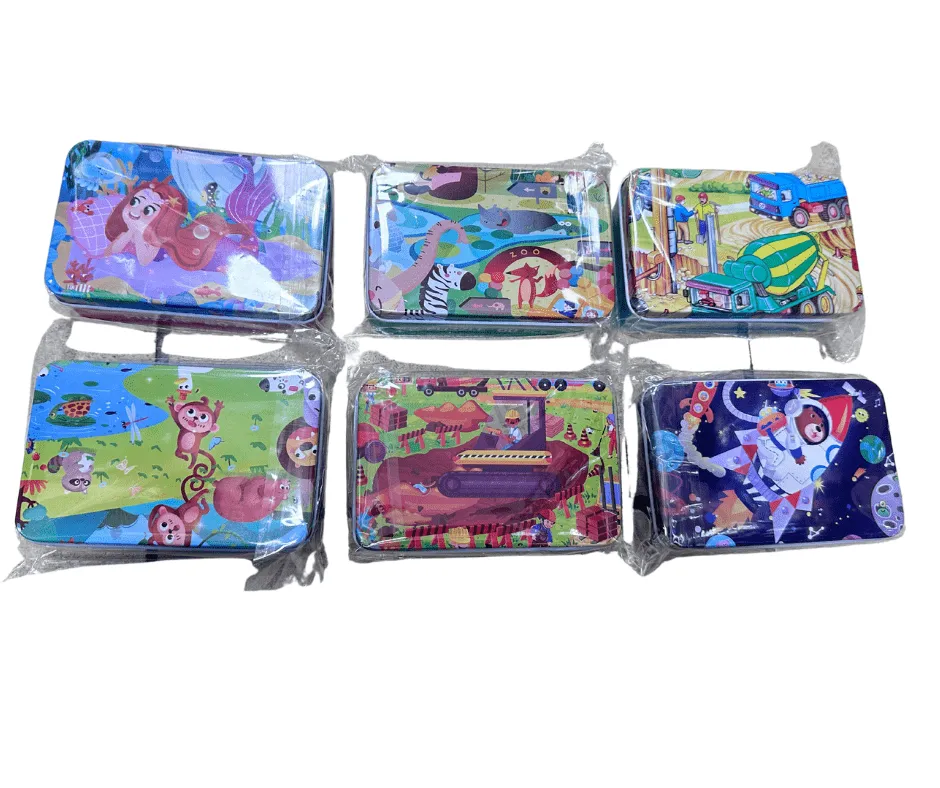 Puzzle 60 elementów w metalowym pudełku mix wzorów