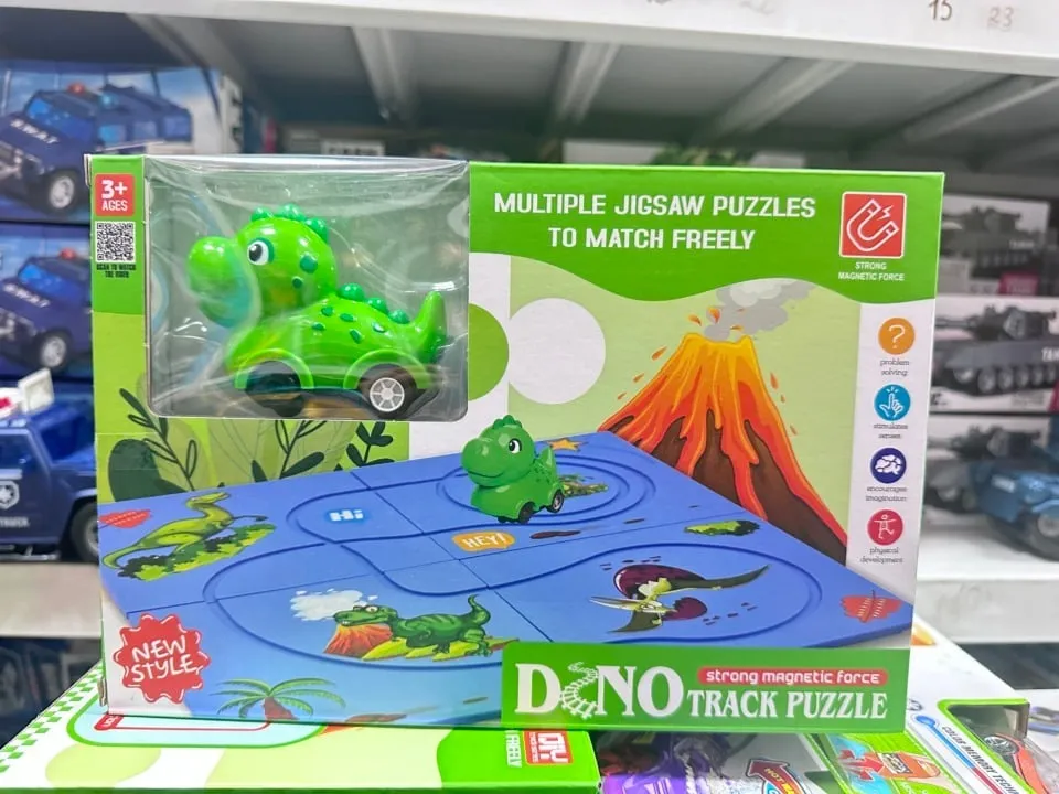 Magnetyczny Tor Dino Track Puzzle z Autkiem 6 szt.