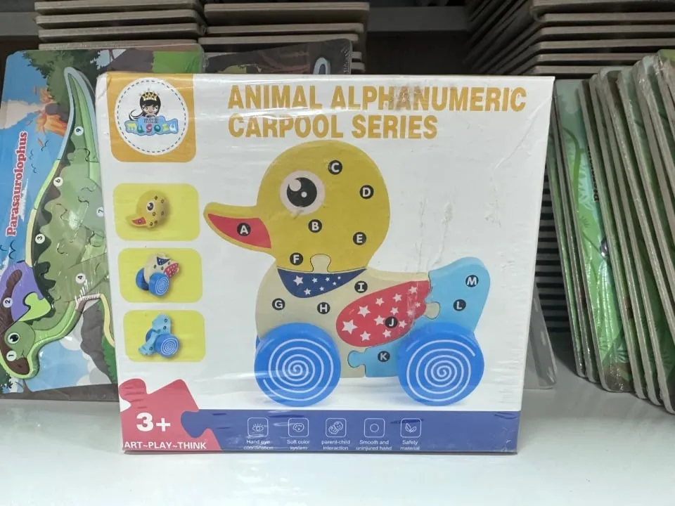 Drewniana Kaczka Animal Alphanumeric Carpool Series - Układanka 6szt