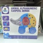 Drewniany słoń Animal Alphanumeric Carpool Series 6szt