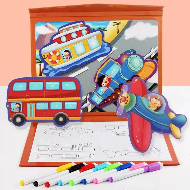 Advance Puzzle & Join The Dots - Edukacyjny Zestaw Pojazdy 6szt