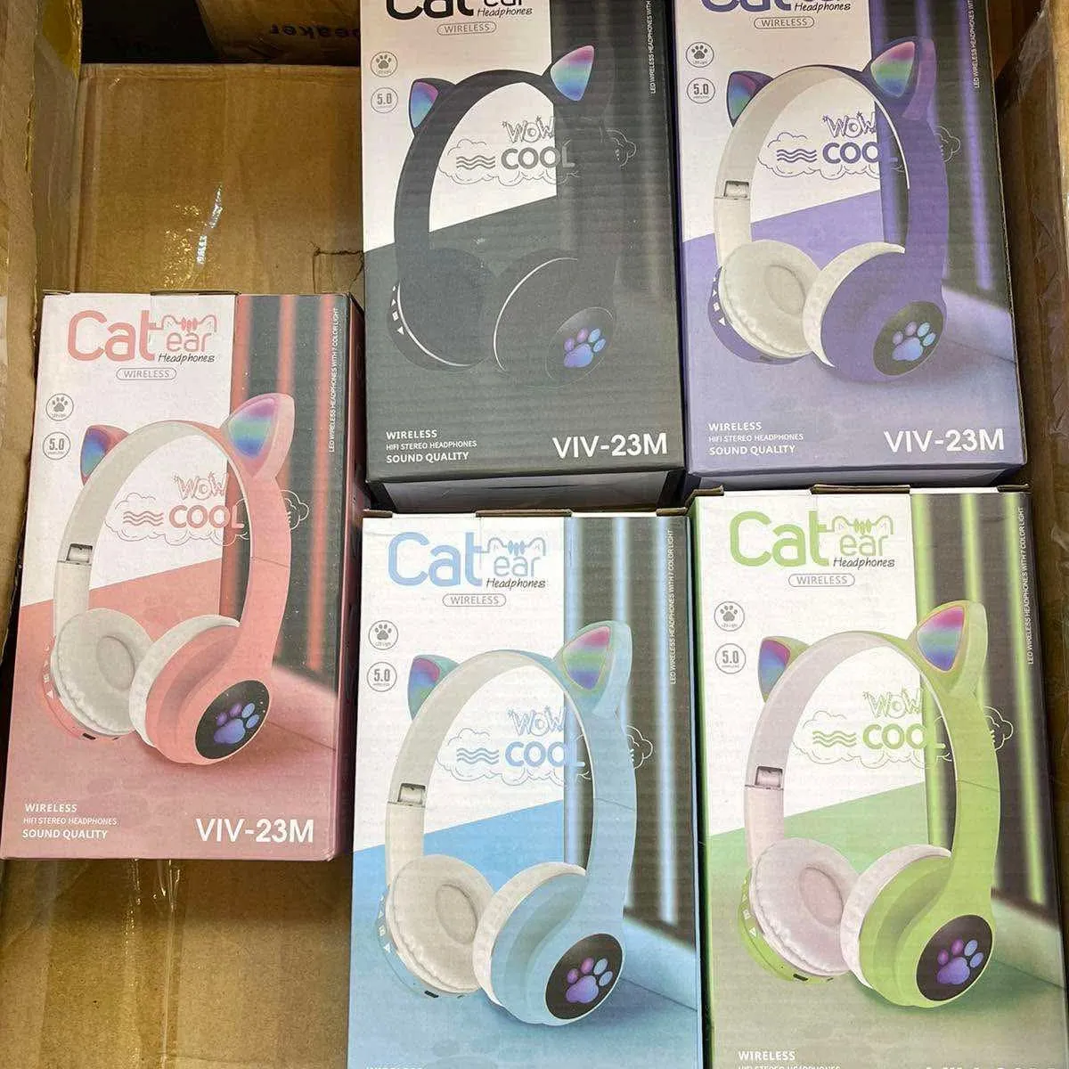 Słuchawki Bezprzewodowe Cat Ear VIV-23M LED Bluetooth Mix Kolorów