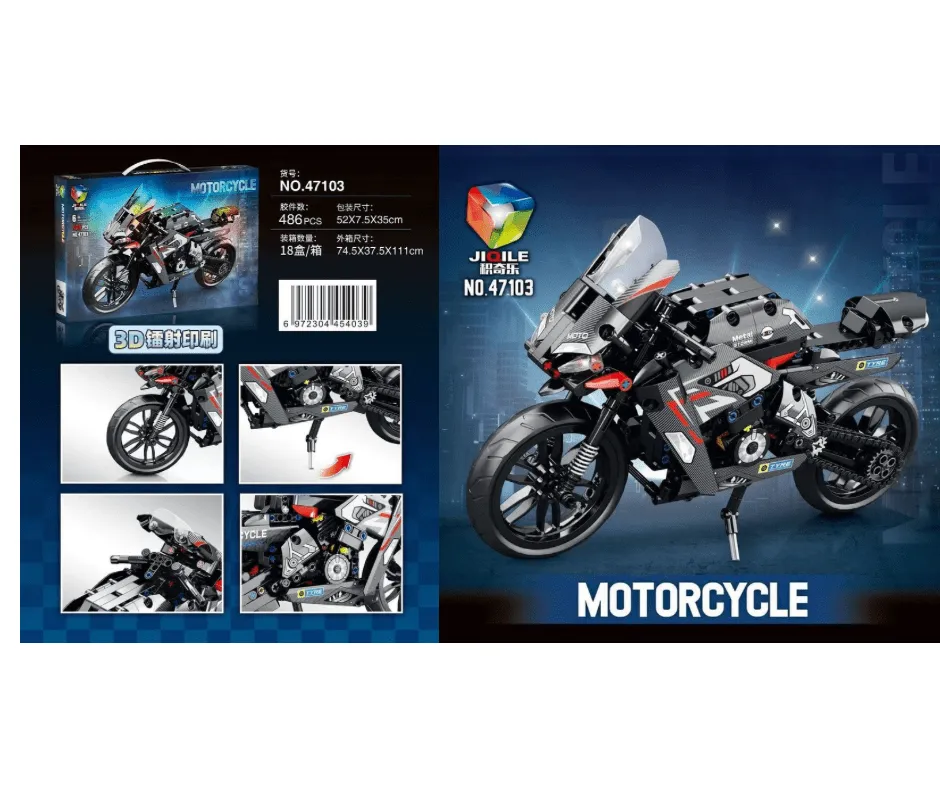 Klocki Motorcycle 486PCS JIQILE Sportowy Motocykl Wyścigowy NO.4703