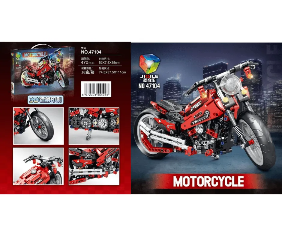 Klocki JIQILE Motocykl Wyścigowy Czerwony 470 el. NO.4704