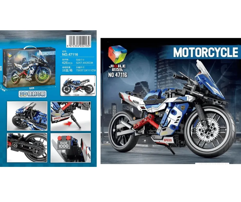 Klocki Motocykl Wyścigowy JIQILE NO.4716 426PCS - Niebieski