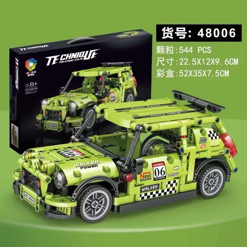 Klocki Samochód 544PCS Technic Limonkowy Wyścigówka Pull-back