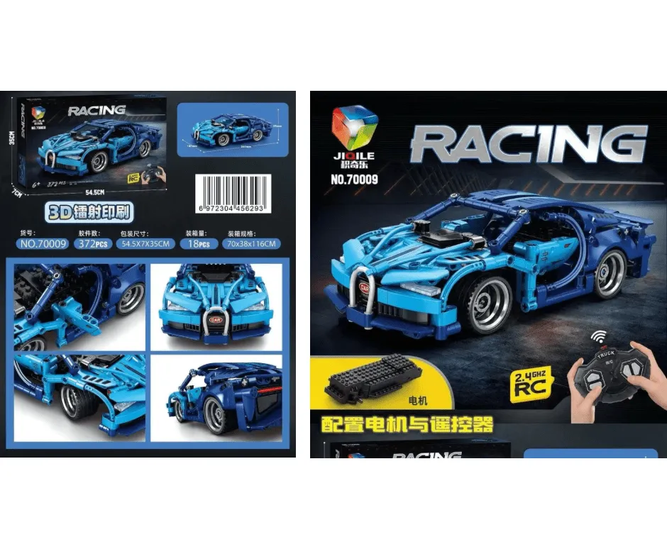 Klocki Samochód Wyścigowy 372PCS RC JIQILE Niebieski PK14625