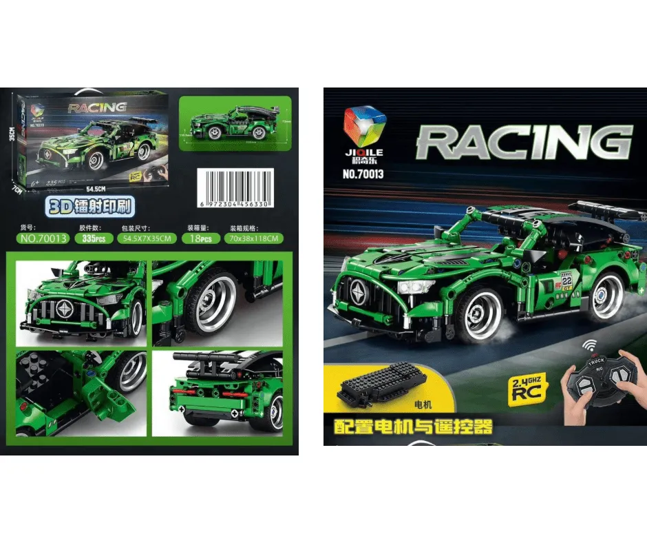 Klocki Samochód Wyścigowy 335PCS RC JIQILE Zielony