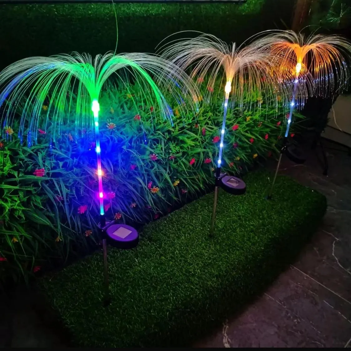 Zestaw 2PCS Lampka Solarna Ogrodowa Dekoracyjna RGB Światłowód