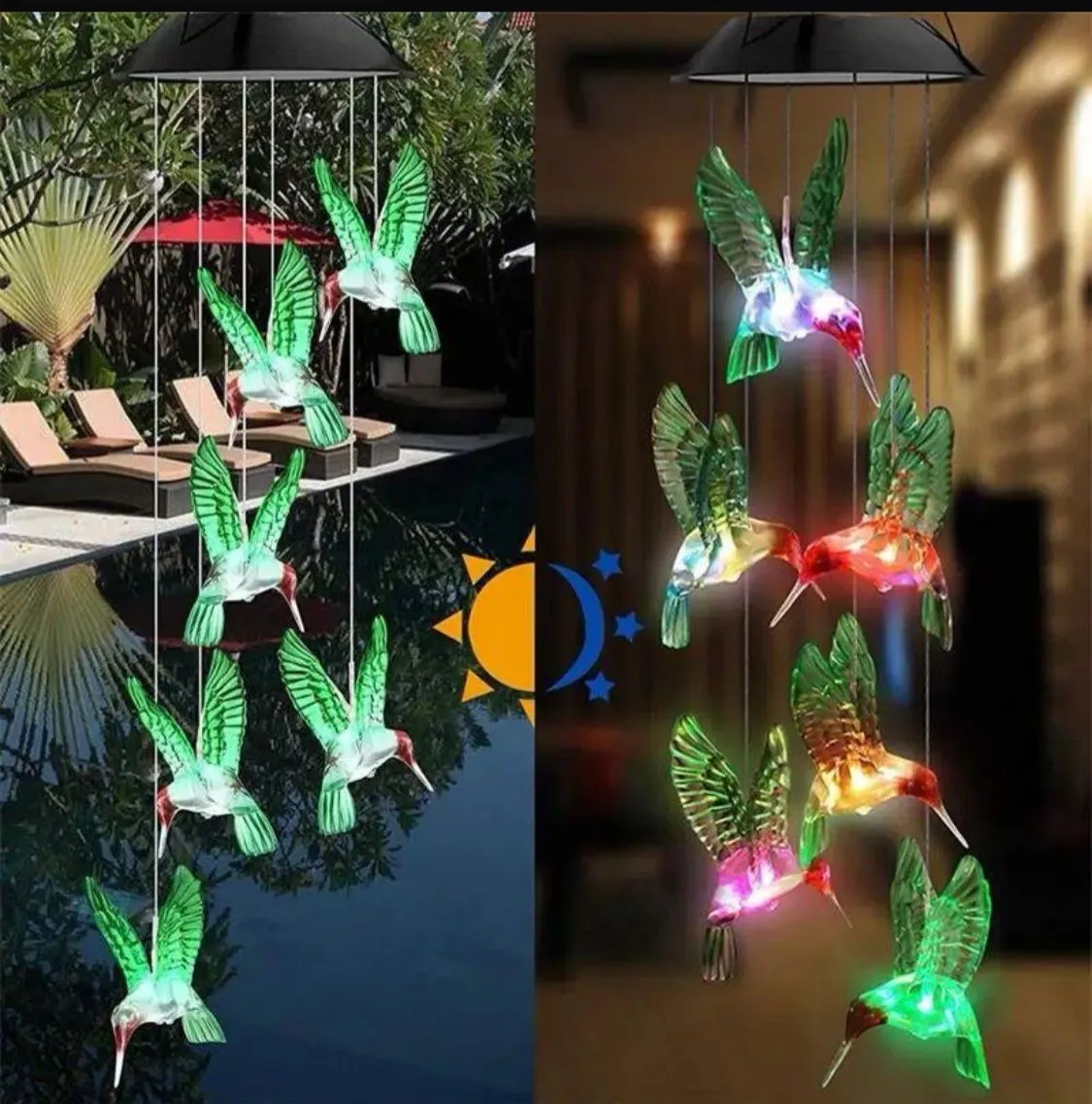 Lampka Dekoracyjna Solarna Kolibry LED Zmieniająca Kolor PK14720