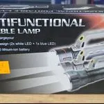 Wielofunkcyjna przenośna lampka LED 2x biała 1x niebieska 18650