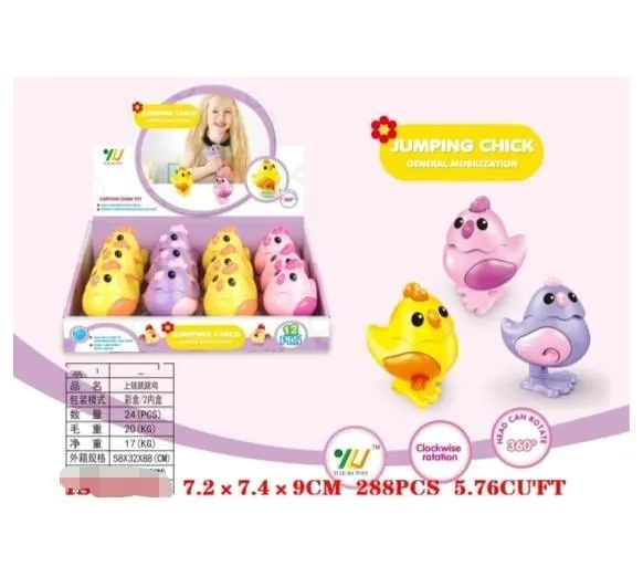 Zabawka Jumping Chick Nakręcany Kurczak 9cm 12szt Mix Kolorów