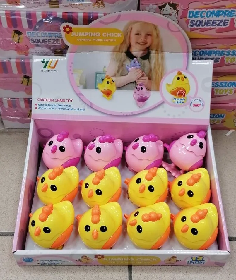 Nakręcana Zabawka Jumping Chick 12 szt. Skaczący Kurczak Mix