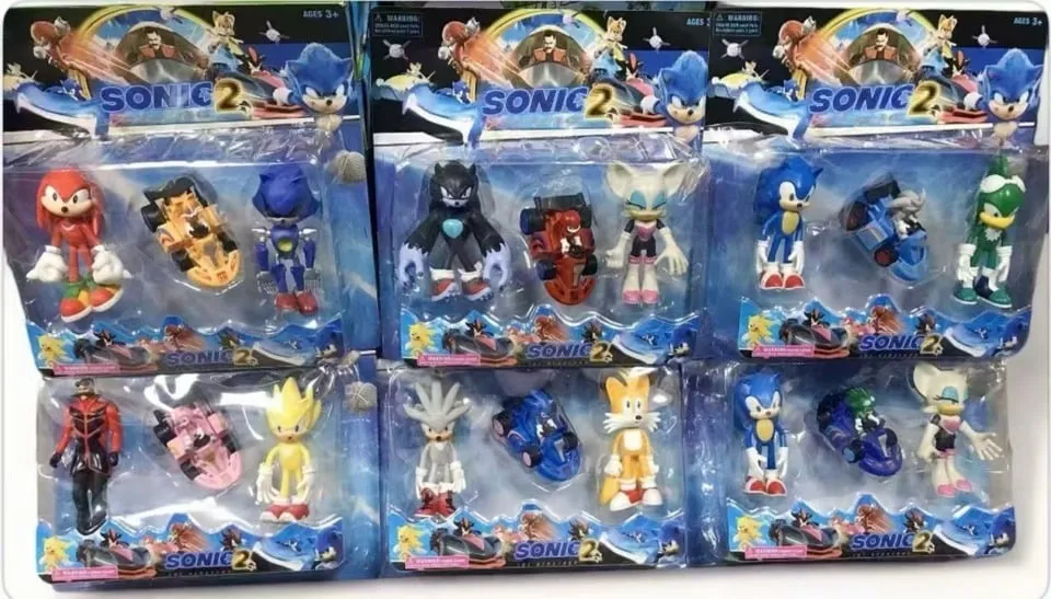 Zabawki Figurki Sonic 2 Zestaw z Pojazdem, 6 szt