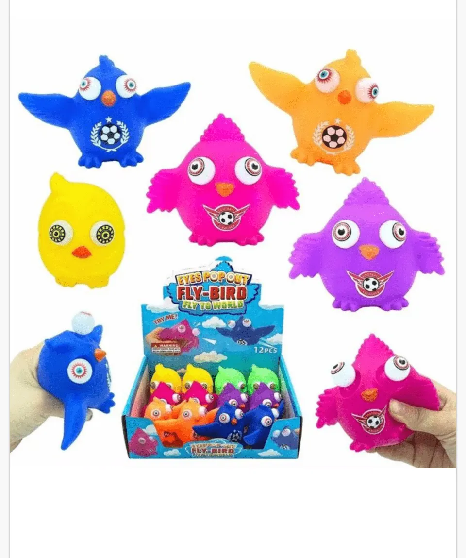 Gniotek Antystresowy Ptak Eyes Pop Out Fly Bird 12szt