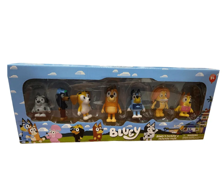 Zabawka Figurki Bluey 7PCS Zestaw Rodzina i Przyjaciele