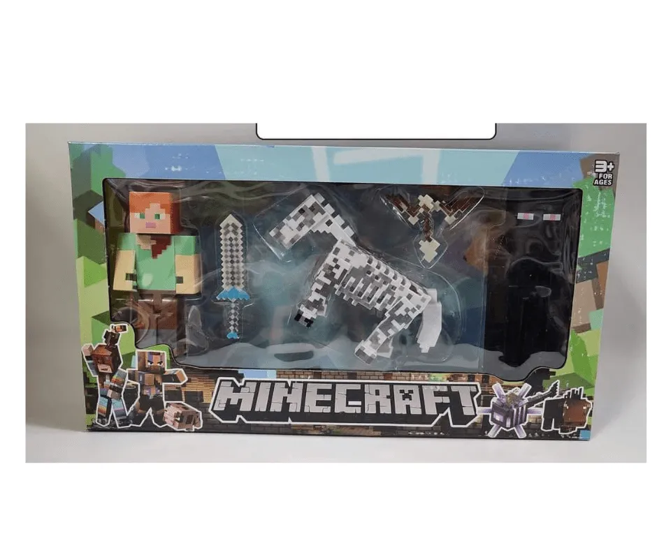 Zabawki Figurki Minecraft - Zestaw Alex i Koń Szkielet, 6 szt.