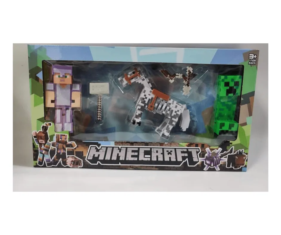 Zabawki Figurki Minecraft - Zestaw z Koniem, Creeperem i Steve'em, 6 szt.