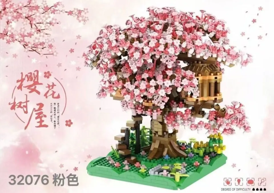 Zabawki Klocki Drzewo Wiśniowe Sakura Domek 32076