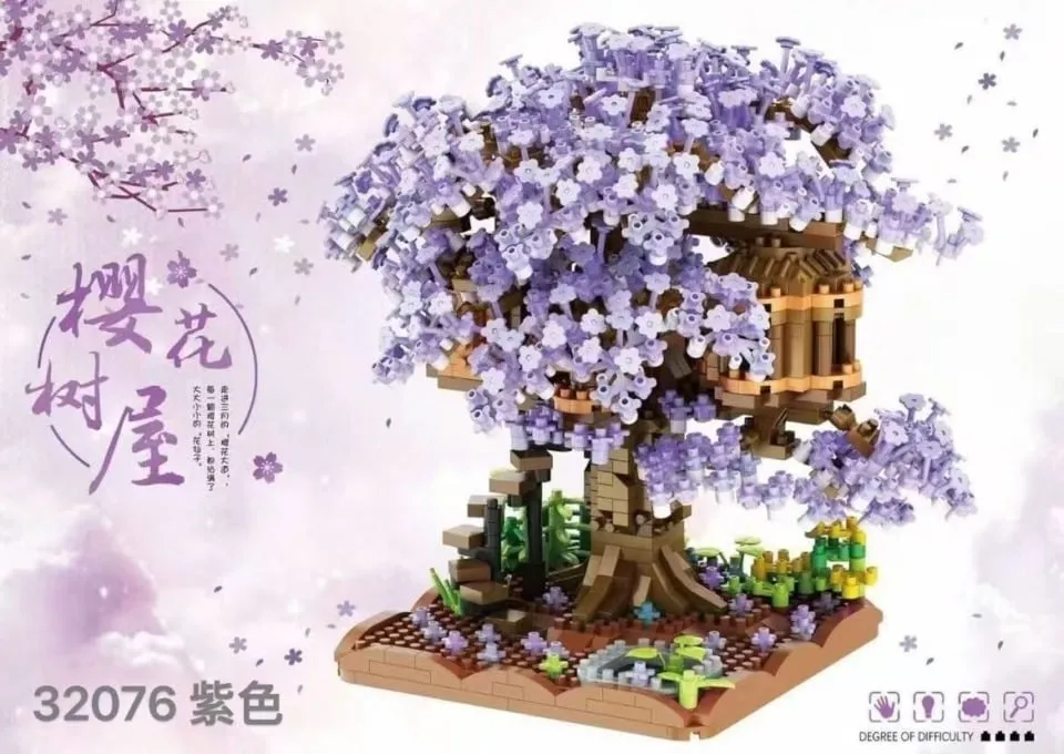 Zabawki Klocki Drzewo Wiśniowe Sakura Fioletowe 32076