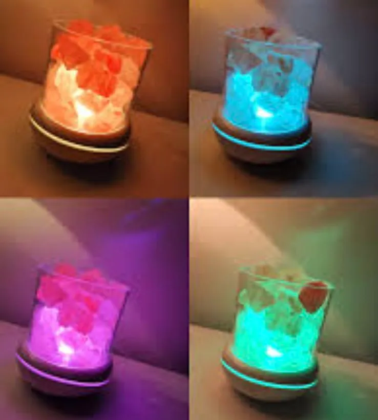 Lampa solna do aromaterapii z dyfuzorem i światłem LED