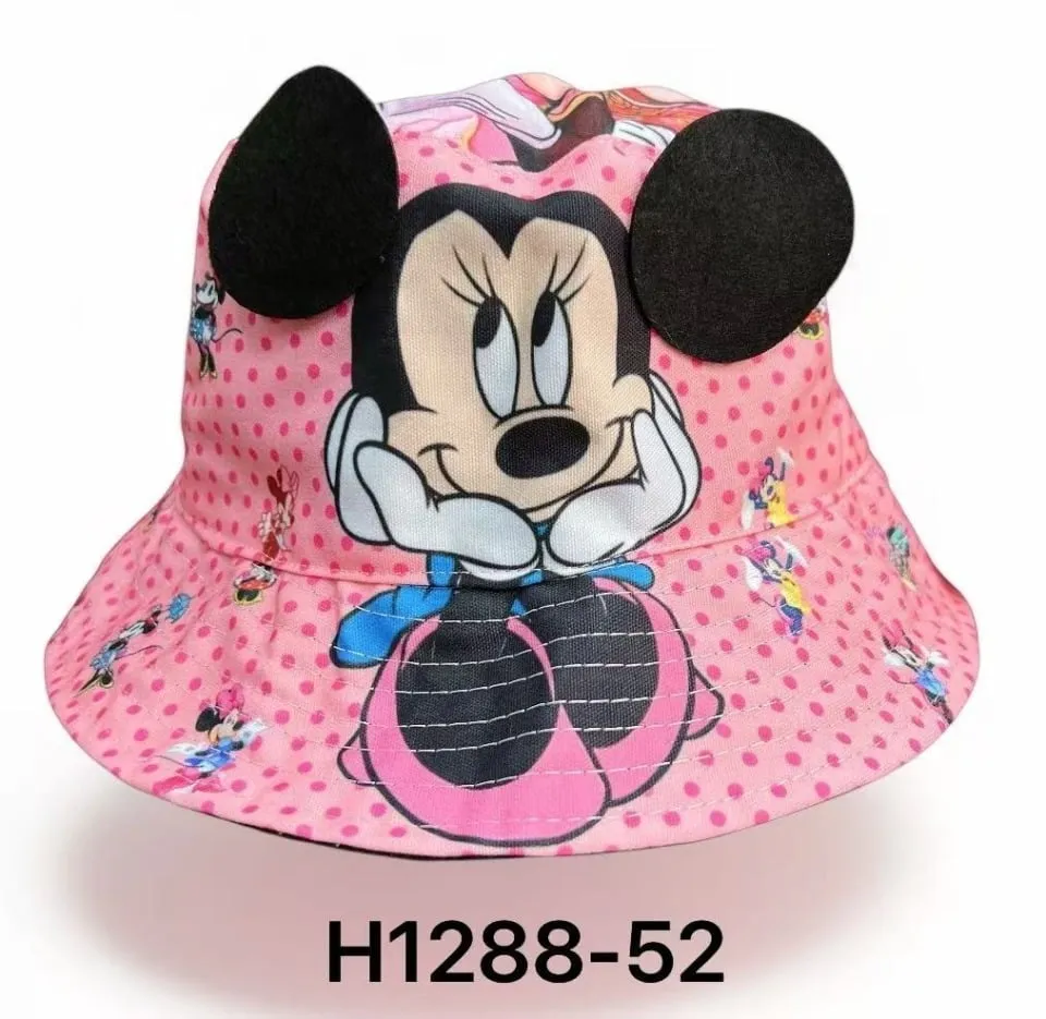 Czapka Dziecięca Rybaczka Minnie Myszka Różowa z Uszami 52