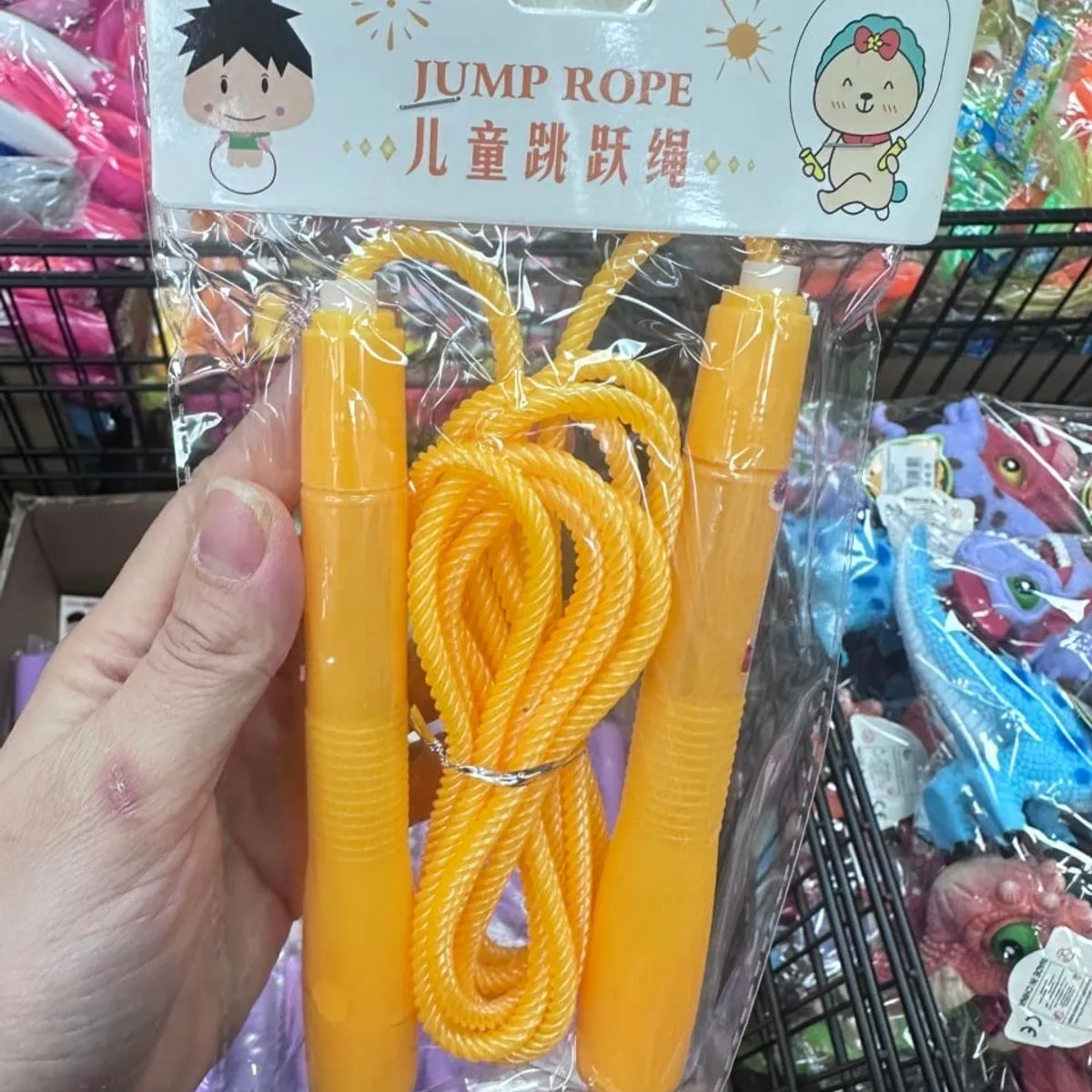 Skakanka plastikowa Jump Rope dla dzieci, zielono-niebieska, 12 szt.