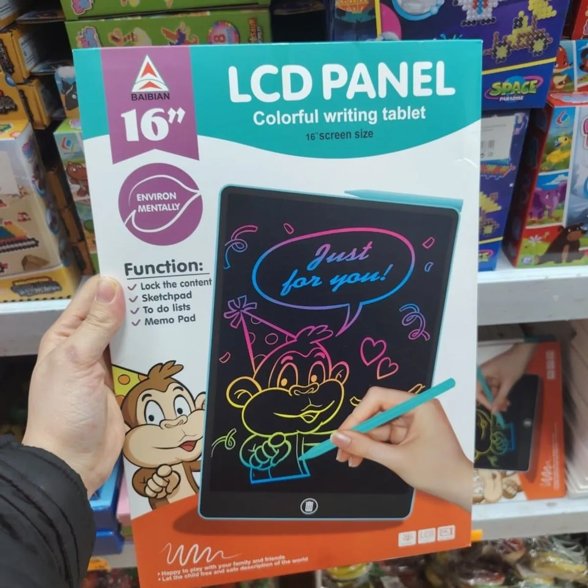 Tablet LCD Panel 16" Kolorowy Znikopis BAIBIAN dla Dzieci