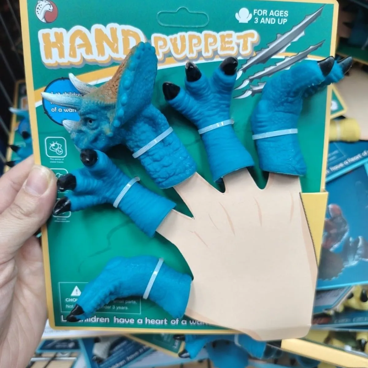 Pacynki na Palce Hand Puppet Dinozaur Triceratops 5 el.