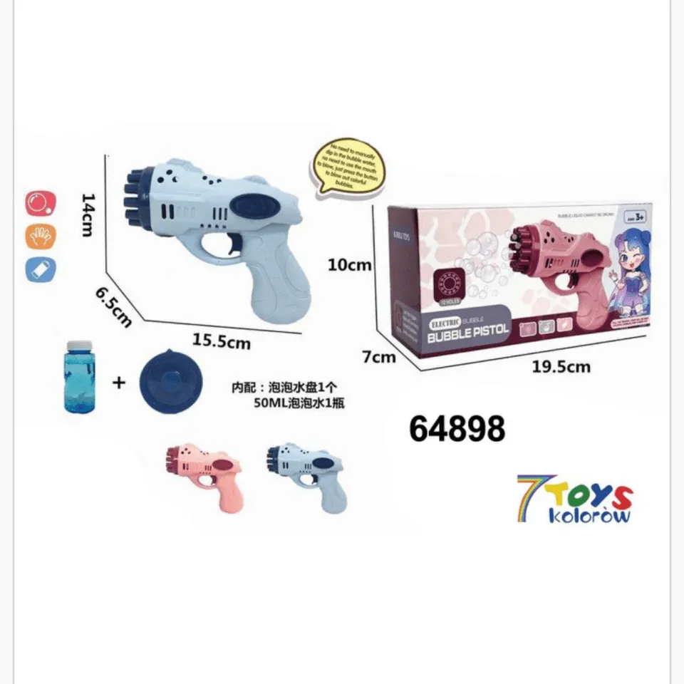 Pistolety Automatic Bubble Machine 15.5cm, 12 otworów, Mix Kolorów