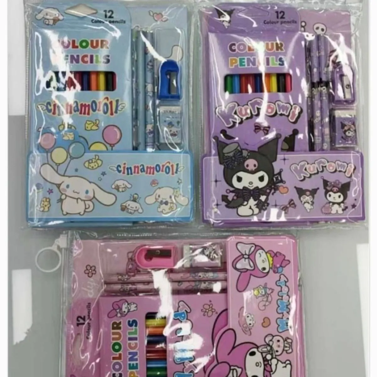 Zestaw Papeterii dla Dzieci 12 el. Sanrio Cinnamoroll Kuromi Mix