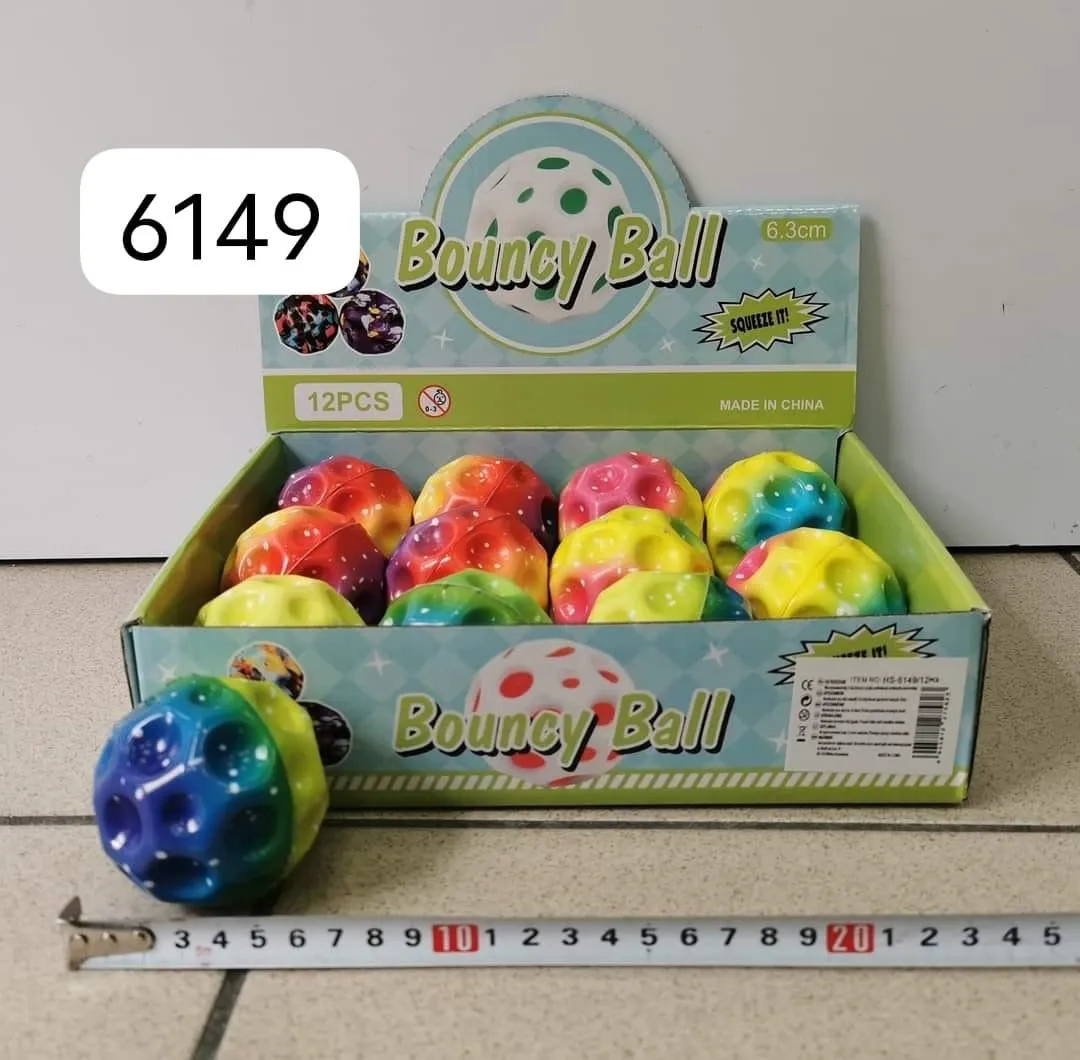 Piłka Moon Ball Bouncy Ball 6,3cm Kolorowa 12szt
