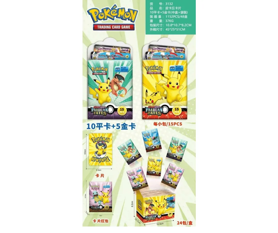 Karty Pokemon 15PCS Scarlet & Violet Paldean Fates Kolekcjonerskie