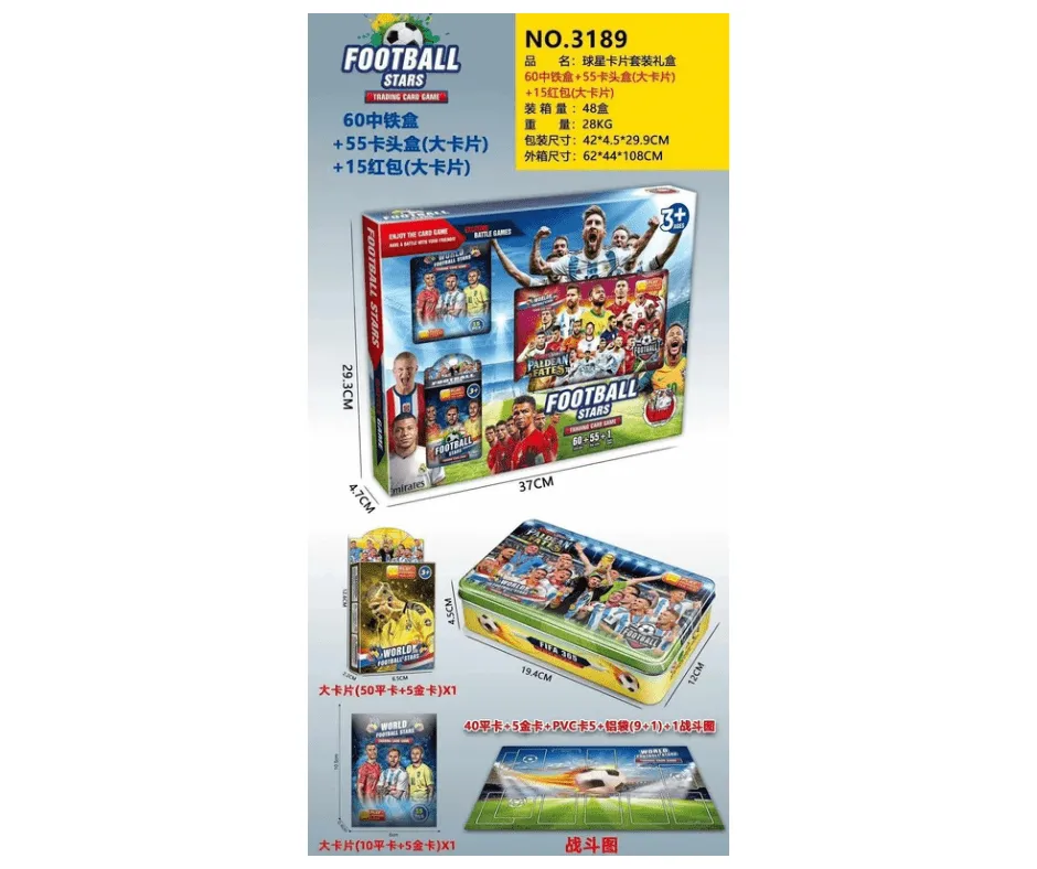 Zestaw Box Karty Football Stars - Pudełko Kolekcjonerskie 37cm