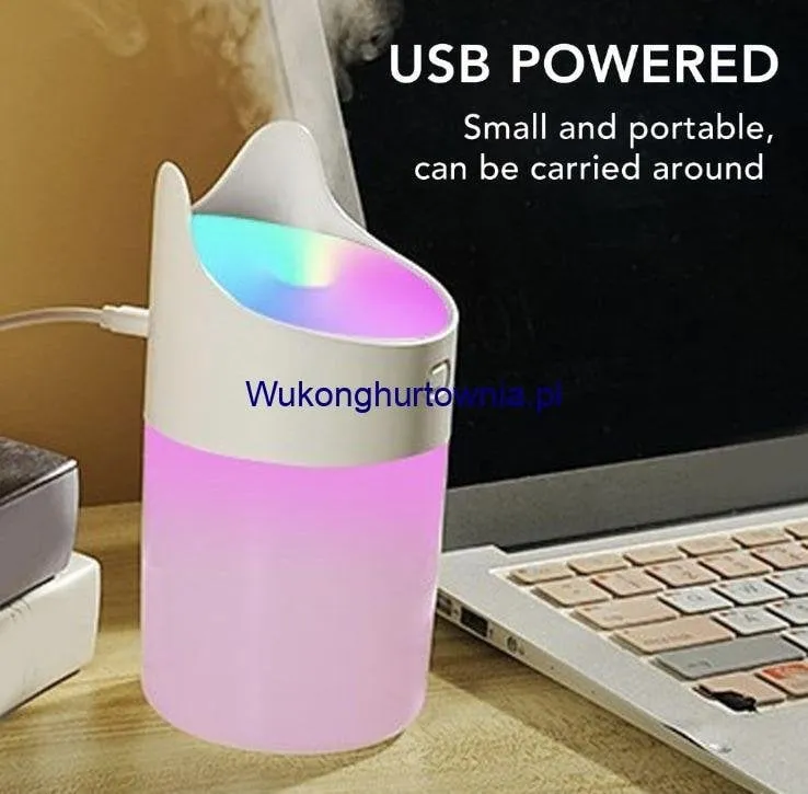 Przenośny dyfuzor z LED kolorowy, zasilany USB, biały
