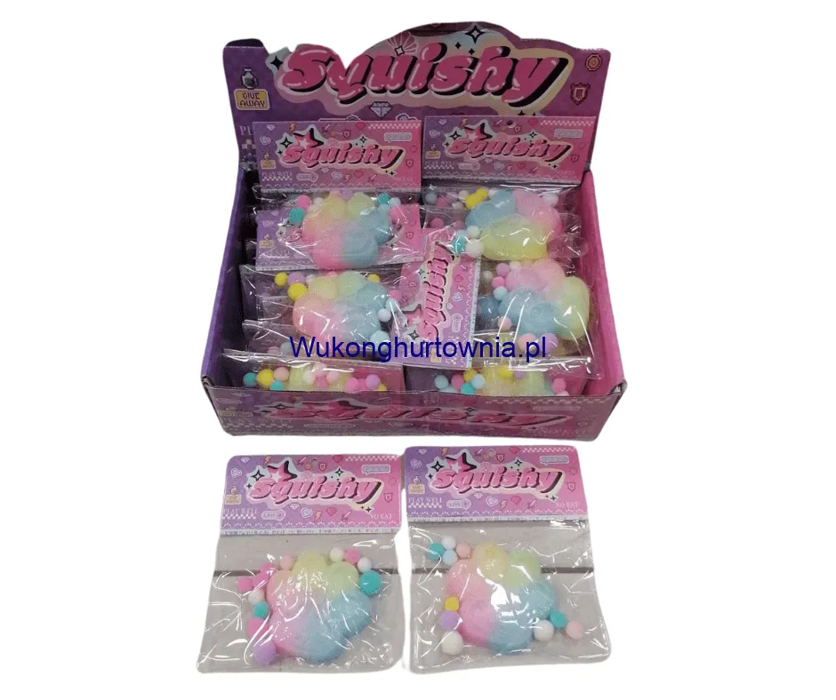 Zabawka Squishy Gniotki Łapki Pastelowe z Pomponami 20 szt.