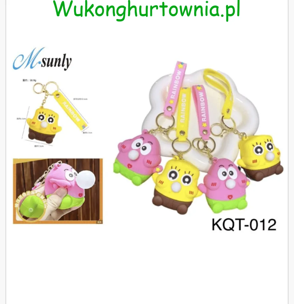 Brelok Gniotek SpongeBob i Patryk z Bańką 12szt KQT-012