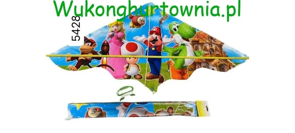 Latawiec Mario kolorowy z uchwytem i linką - 20 szt.
