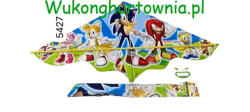 Latawiec Sonic z bohaterami bajki, kolorowy z uchwytem