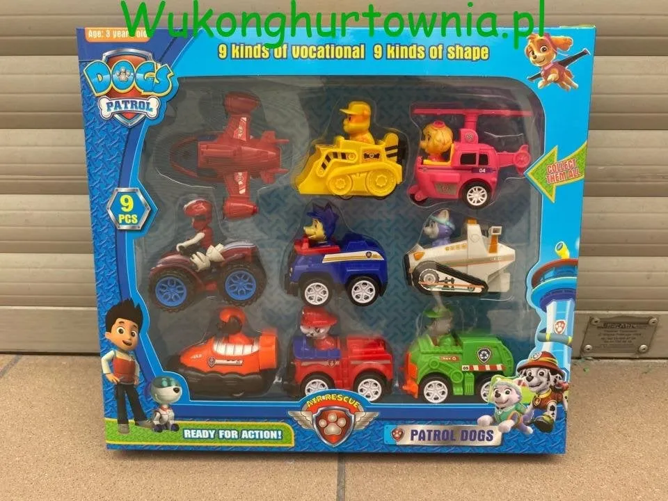 Zabawka Paw Patrol 9PCS - Zestaw 9 Pojazdów Ratunkowych
