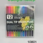 Pisaki dwustronne Dual Tip Brush Pens 12 kolorów - pędzelkowe