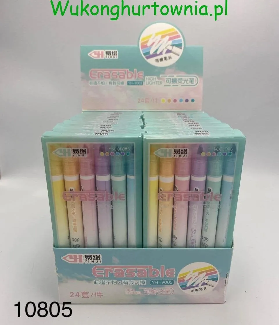 Zmazywalne zakreślacze 6 kolorów, 24 szt. - Erasable Highlighter