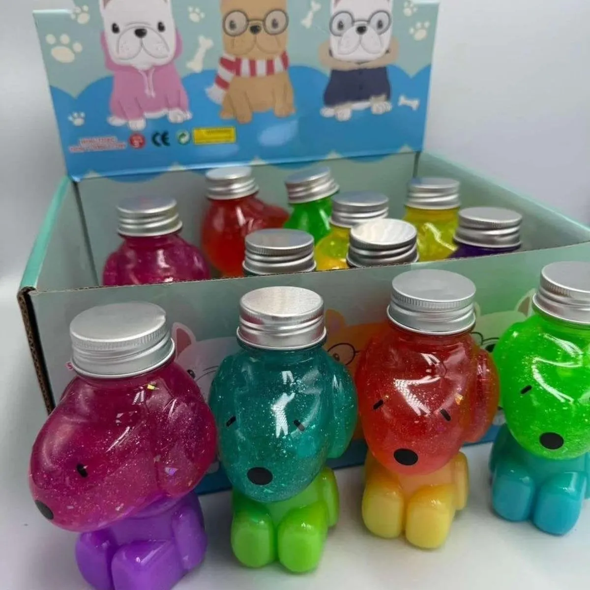 Zabawki Slime Crystal Mud Pieski z Brokatem 12 szt.