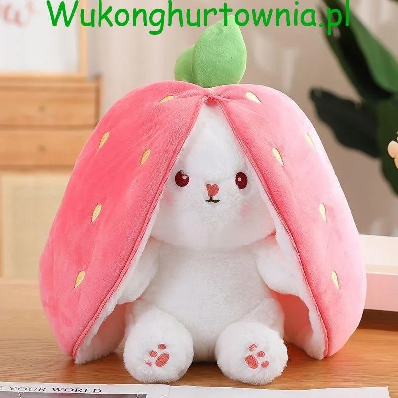 Maskotka Pluszowa 35cm Królik w Truskawce z Zamkiem